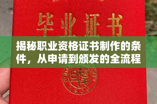 北镇揭秘职业资格证书制作的条件，从申请到颁发的全流程解析